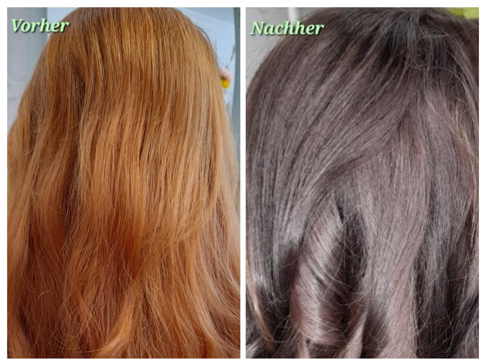 Haare färben Vorher-Nachher Bild